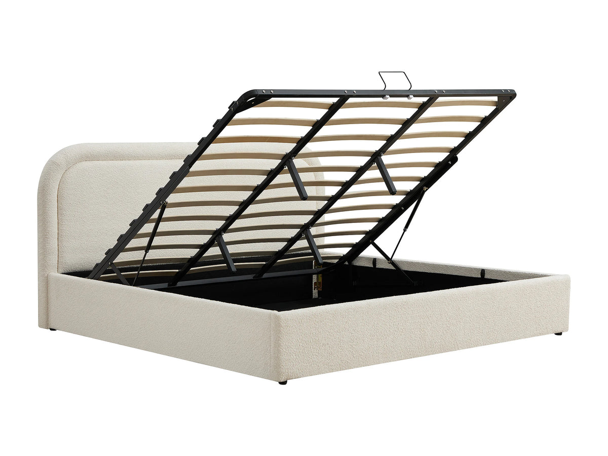 Lit Coffre 180x200 Tissu Bouclette Beige - FIDOZIA — vue 6