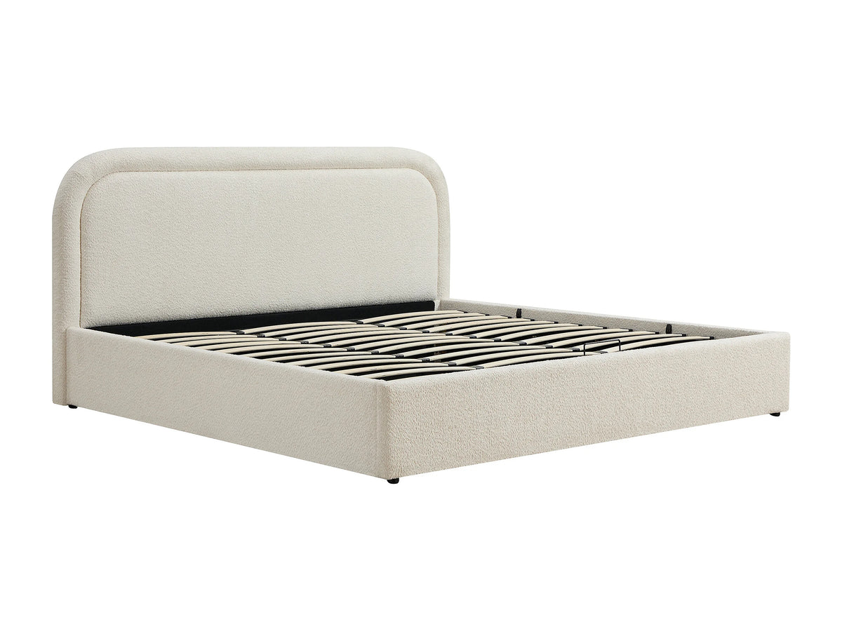 Lit Coffre 180x200 Tissu Bouclette Beige - FIDOZIA — vue 4