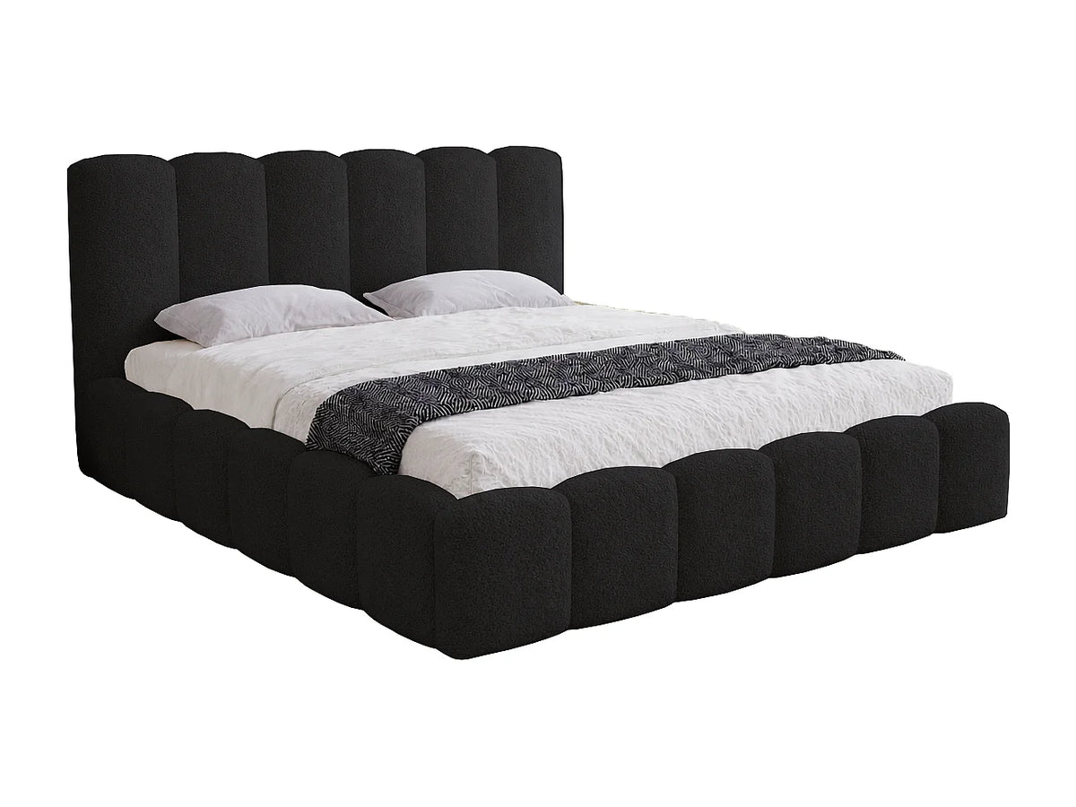 Lit Coffre 200x200 Tissu Bouclette Noir — vue 3