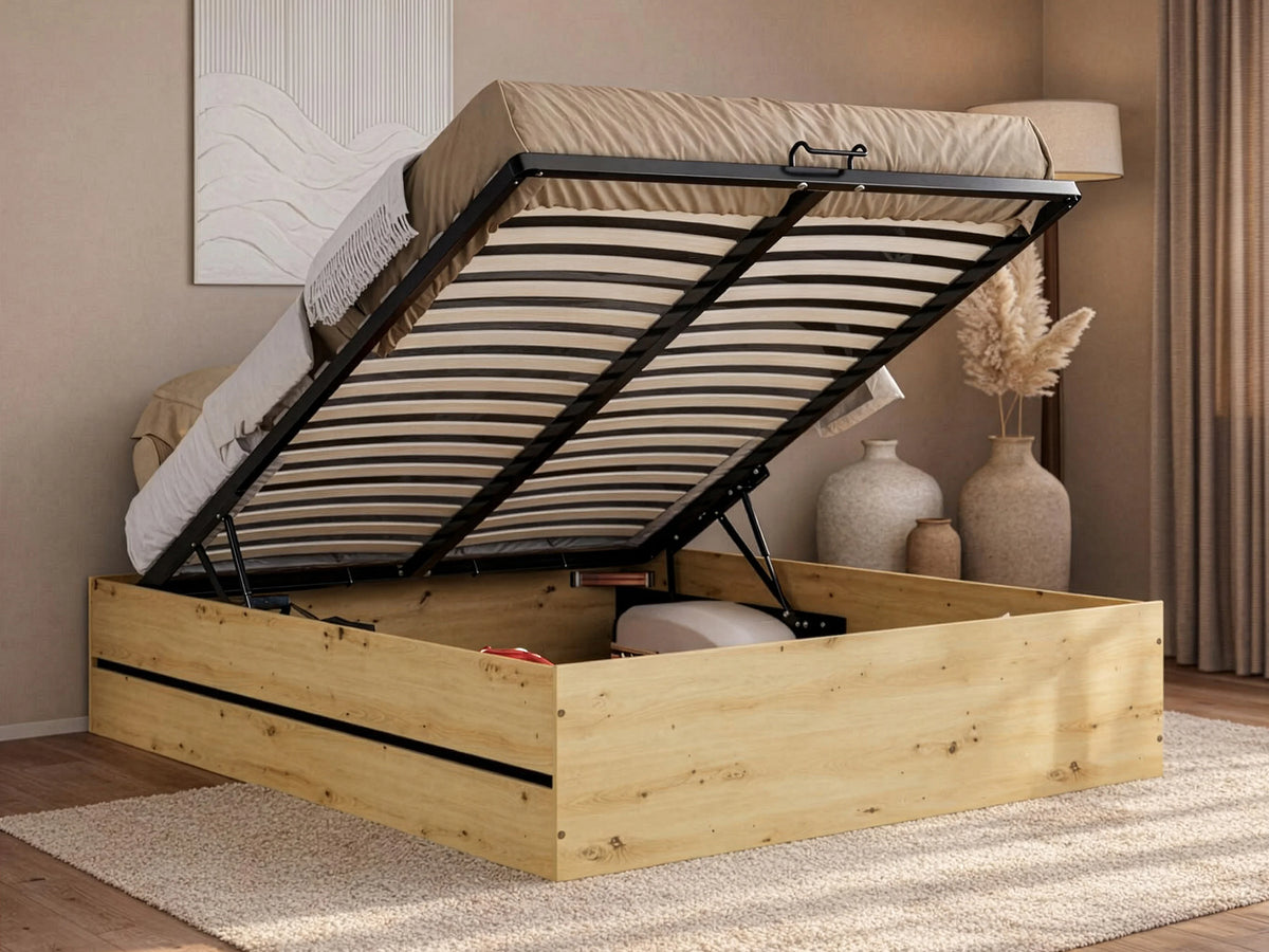 Lit Coffre 160x200 Bois Naturel clair - LUDARO — vue 2