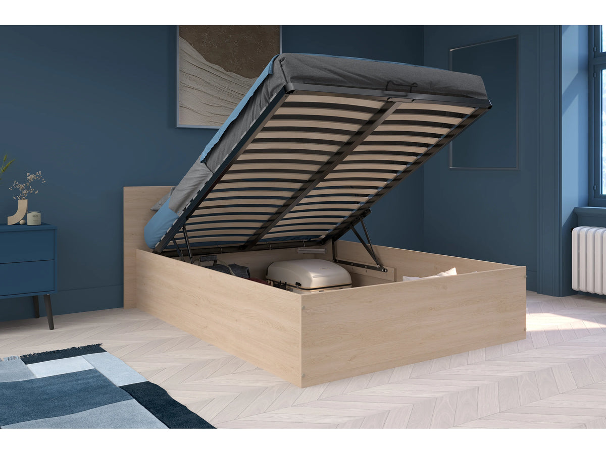 Lit Coffre 140x190 Bois Naturel clair - VELONA — vue 2
