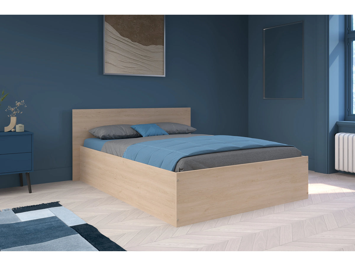 Lit Coffre 140x190 Bois Naturel clair - VELONA