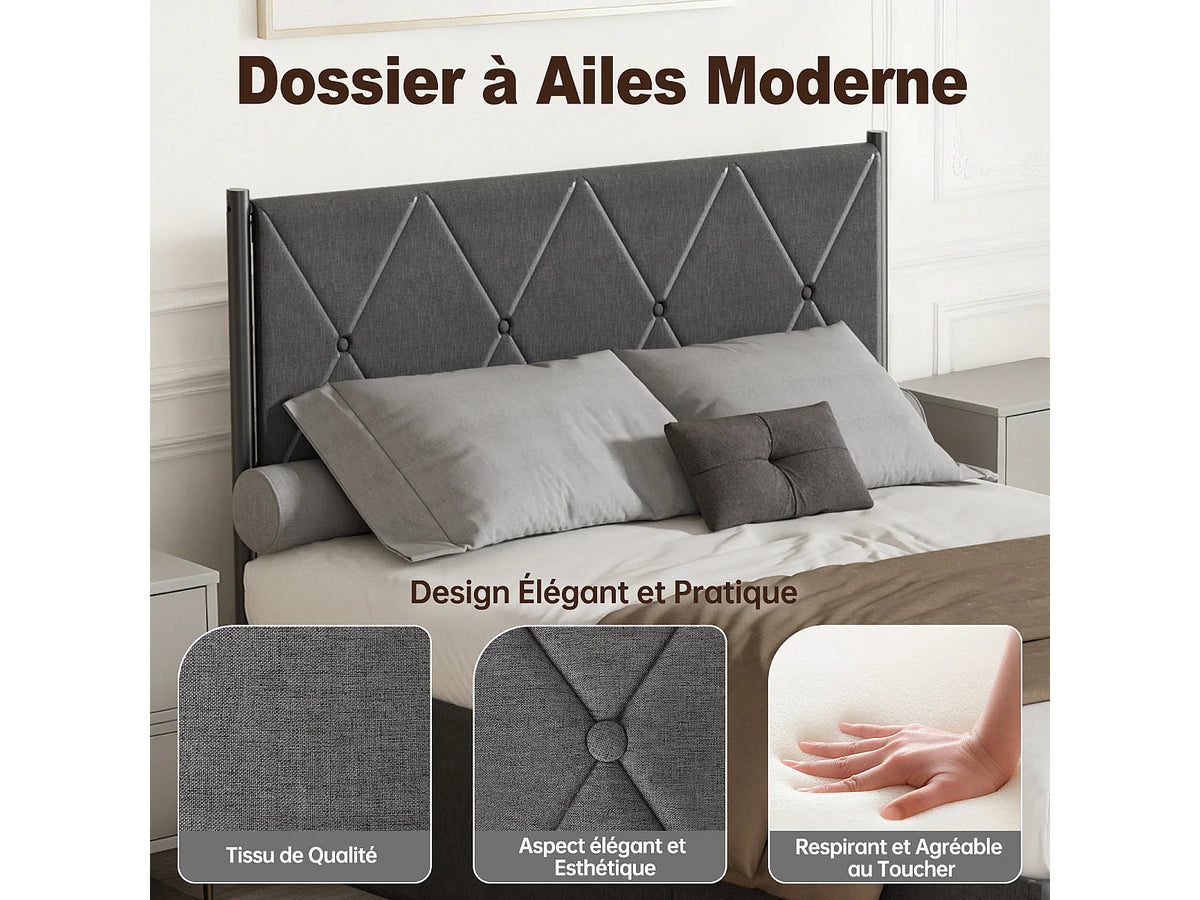 Lit Coffre 140x190 Bois Noir — vue 6