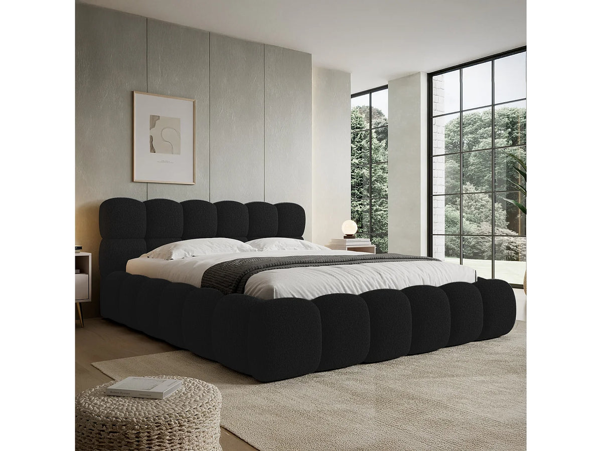 Lit Coffre 140x190 Tissu Bouclette Noir — vue 4