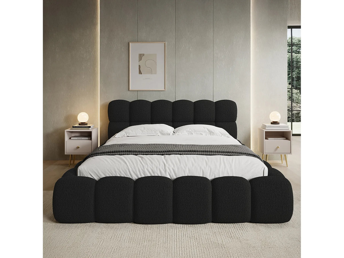 Lit Coffre 140x190 Tissu Bouclette Noir — vue 2