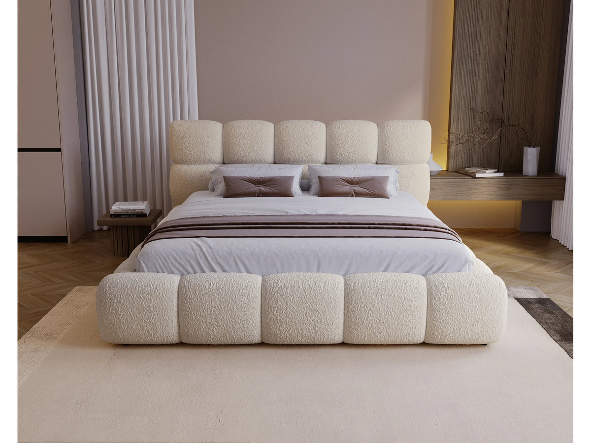 Lit Coffre 180x200 Tissu Bouclette Beige — vue 2