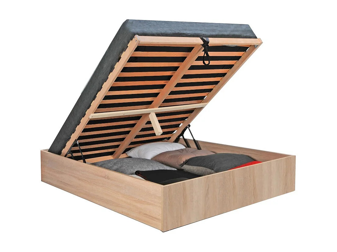 Lit Coffre 180x200 Bois Naturel clair — vue 3