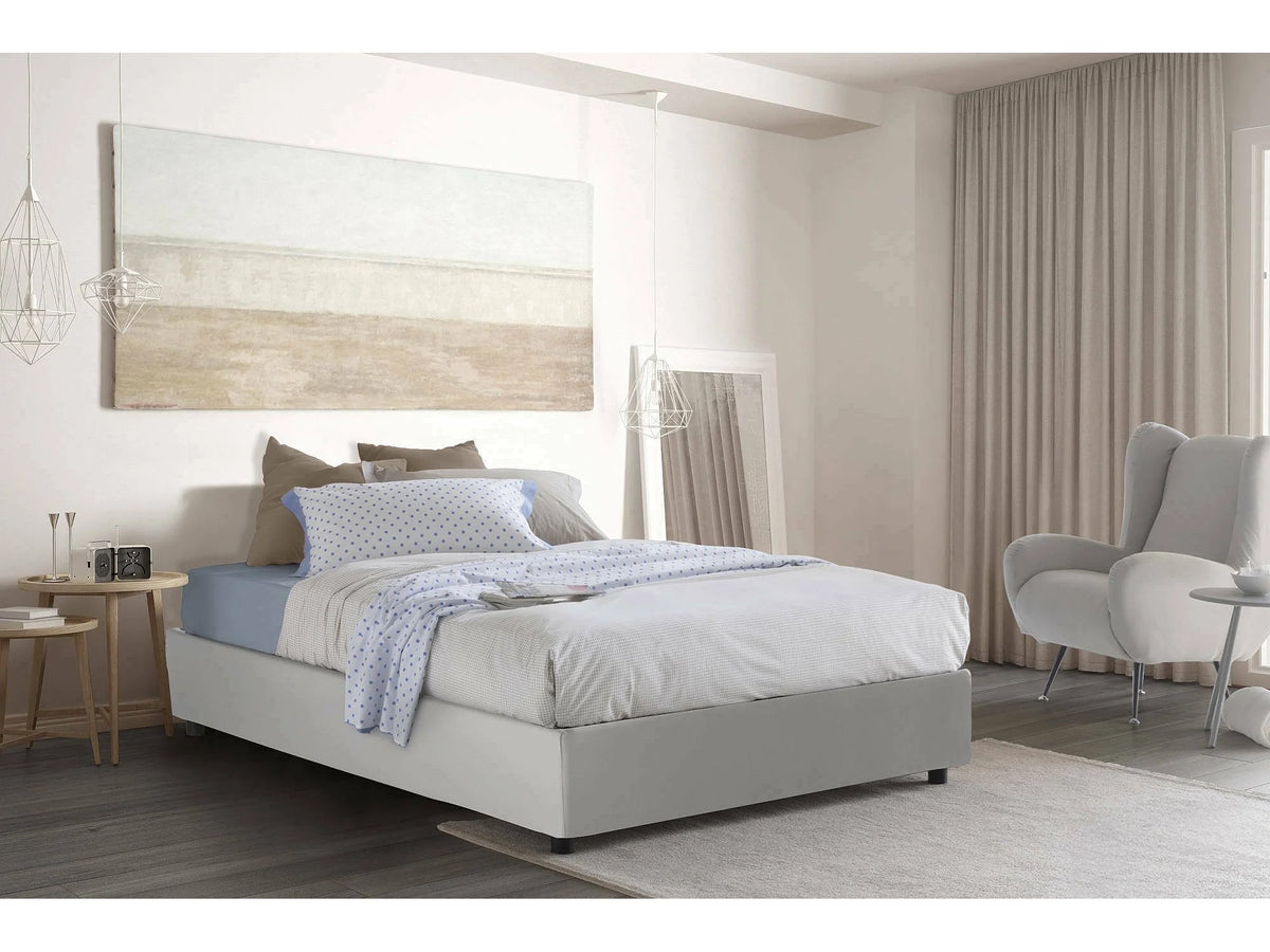 Lit Coffre 120x190 Simili Cuir Blanc
