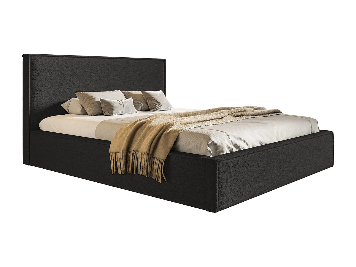 Lit Coffre 160x200 Tissu Bouclette Noir — vue 4