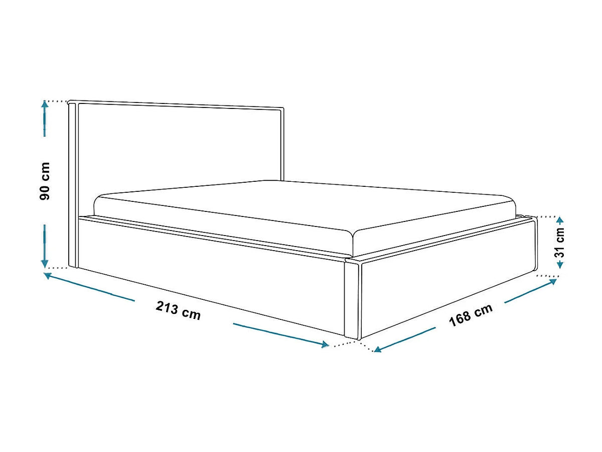 Lit Coffre 160x200 Tissu Bouclette Noir — vue 5