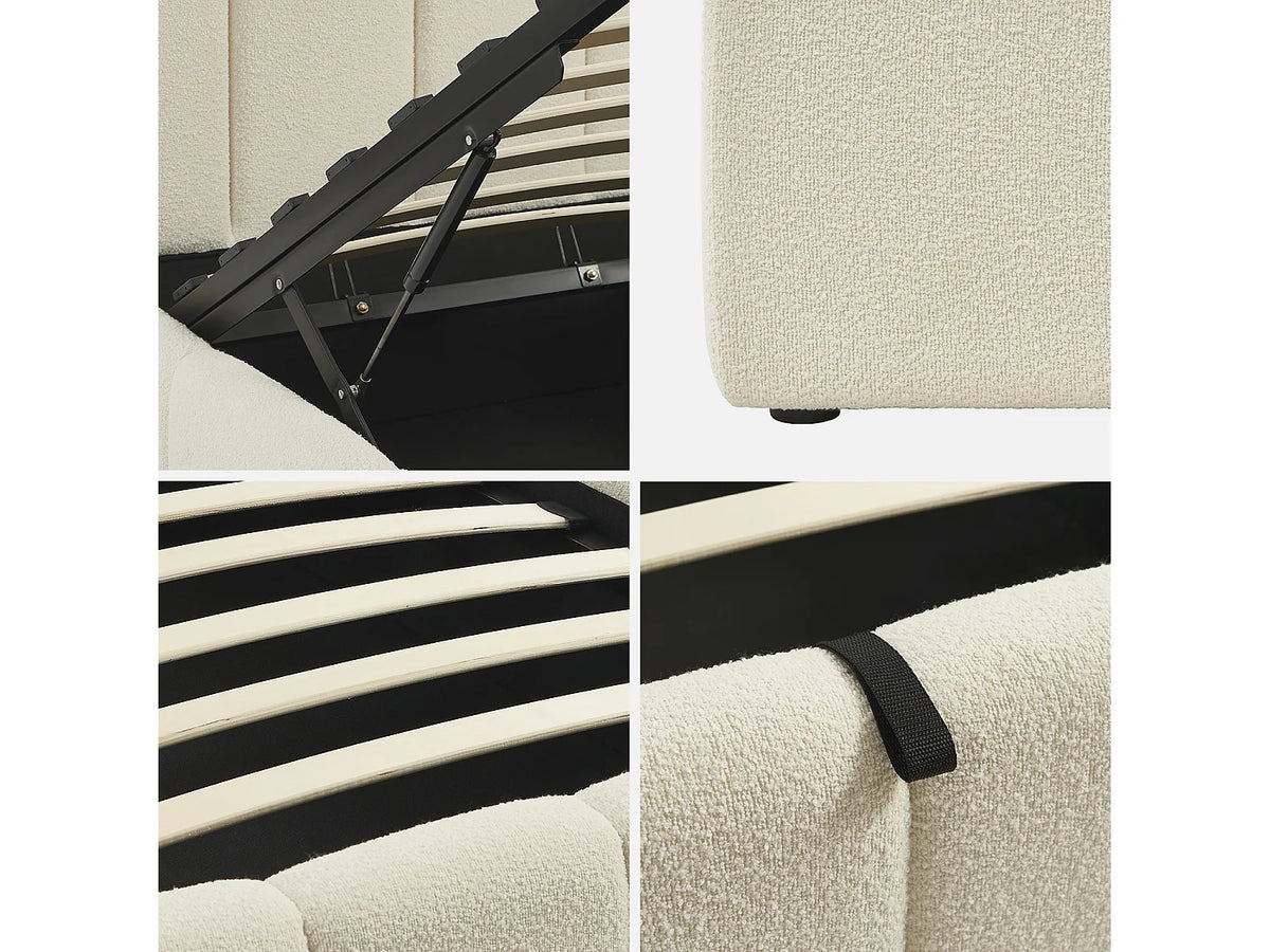 Lit Coffre 90x190 Tissu Bouclette Blanc — vue 5