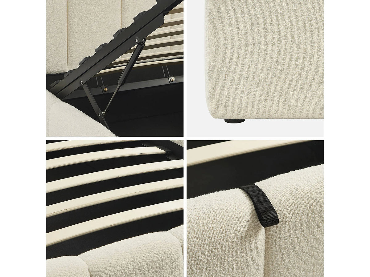 Lit Coffre 90x190 Tissu Bouclette Blanc — vue 9