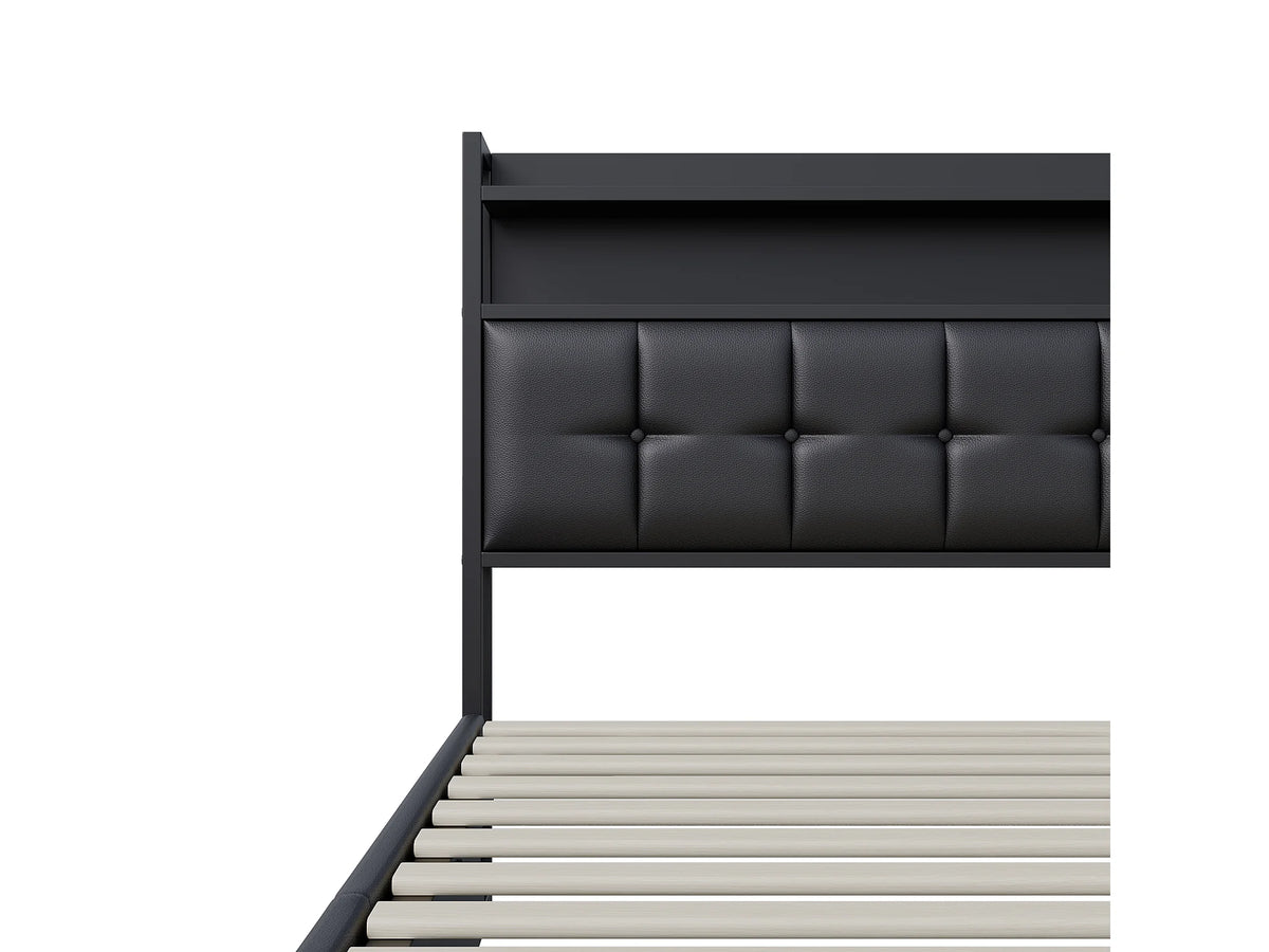 Lit Coffre 160x200 Simili Cuir Noir avec LED et Port USB — vue 8