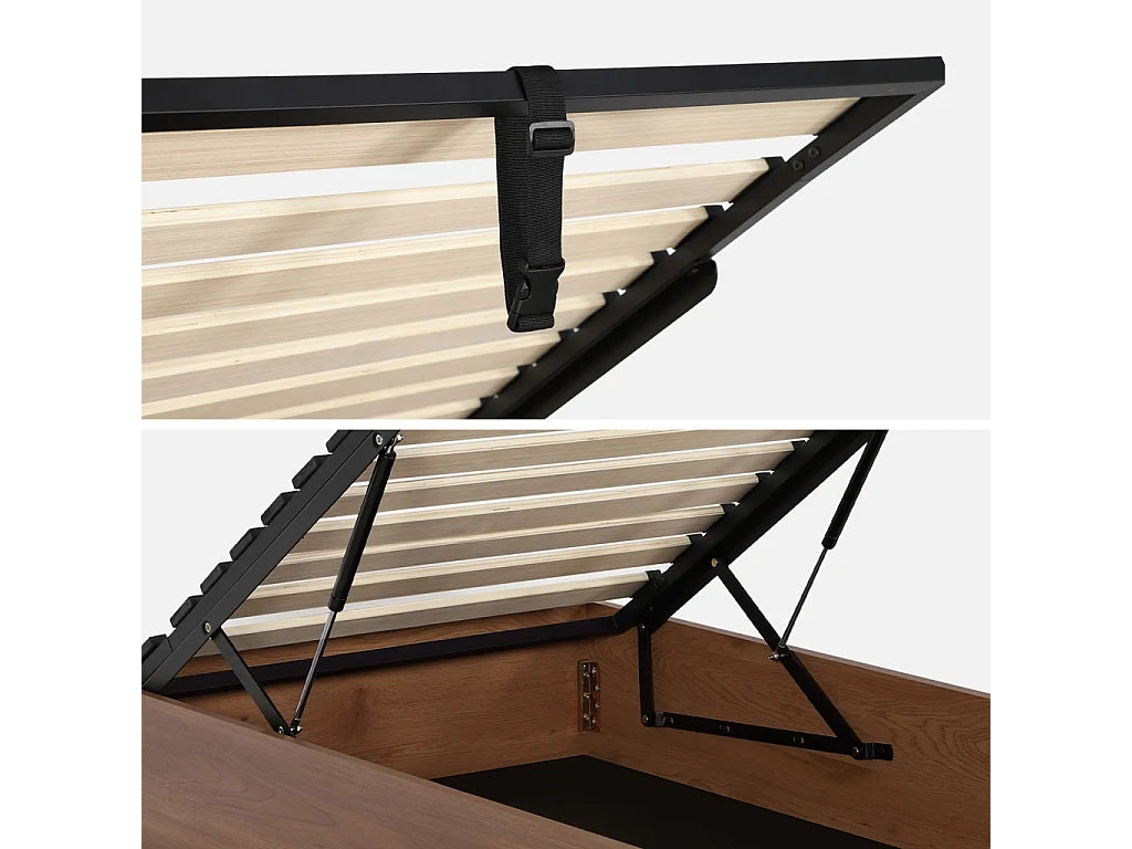 Lit Coffre 90x190 Bois Naturel foncé — vue 2