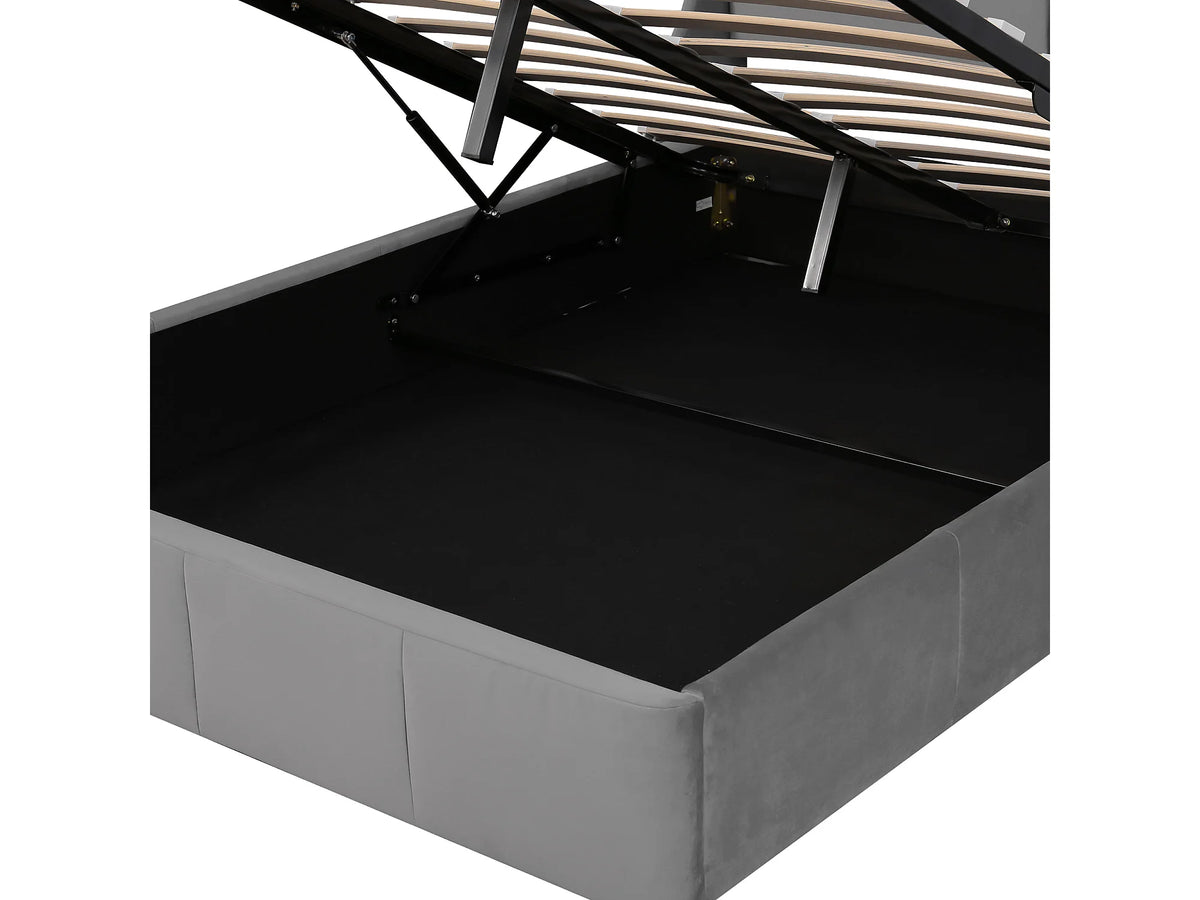 Lit Coffre 140x190 Velours Gris — vue 5