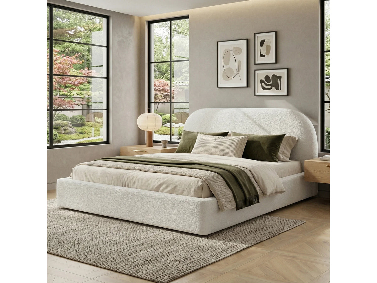 Lit Coffre 160x200 Tissu Bouclette Beige — vue 10
