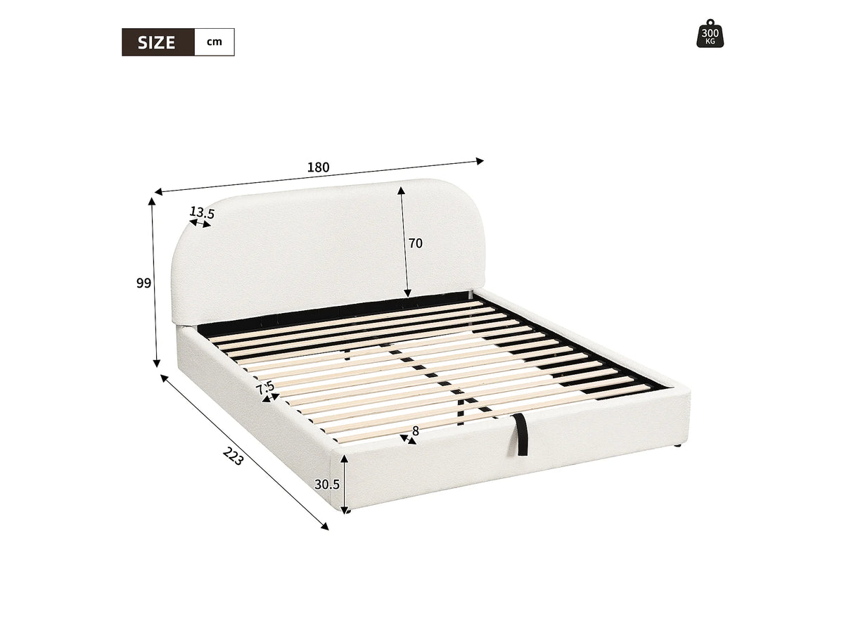 Lit Coffre 160x200 Tissu Bouclette Beige — vue 9