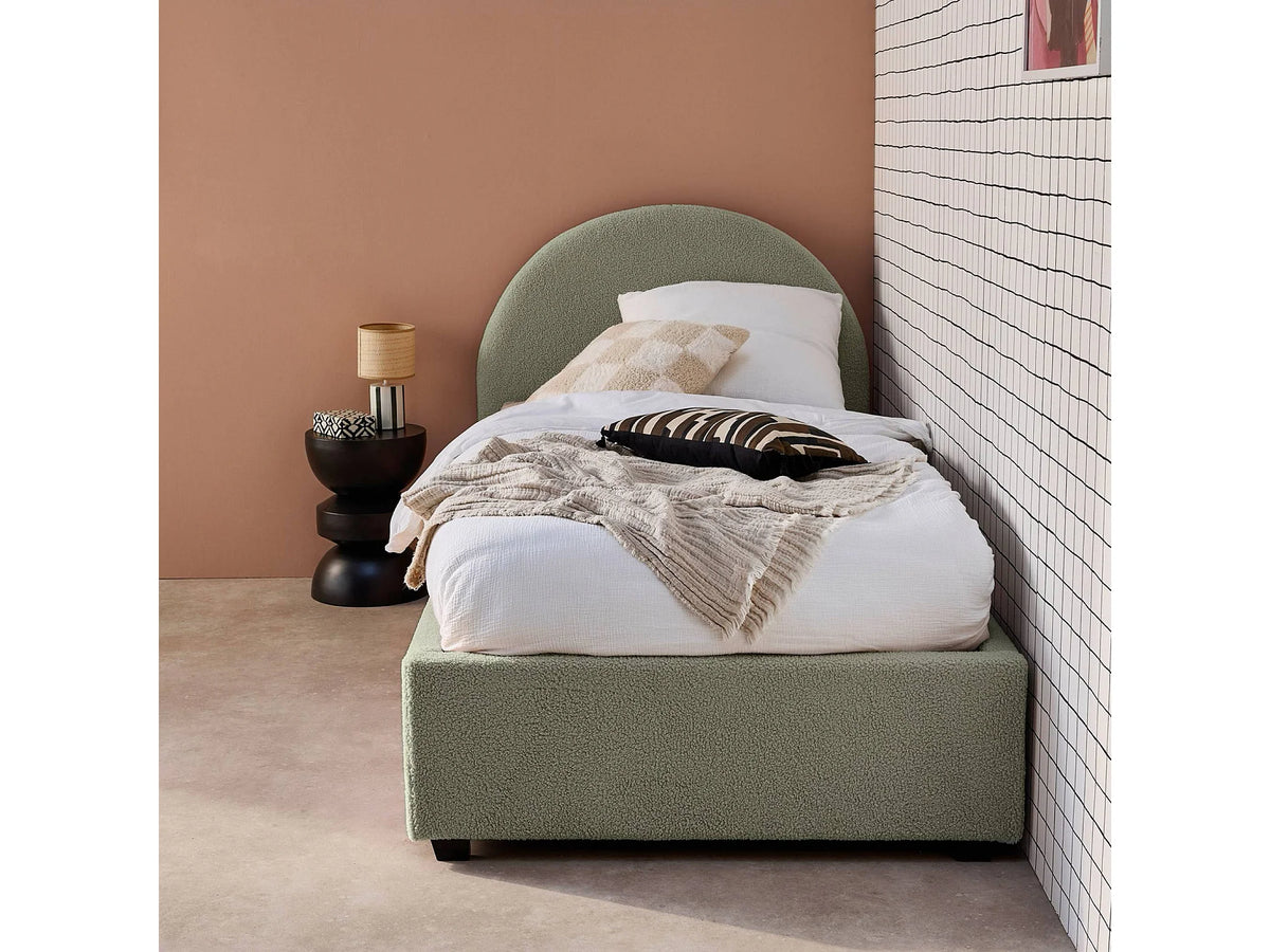 Lit Coffre 90x190 Tissu Bouclette Kaki — vue 2
