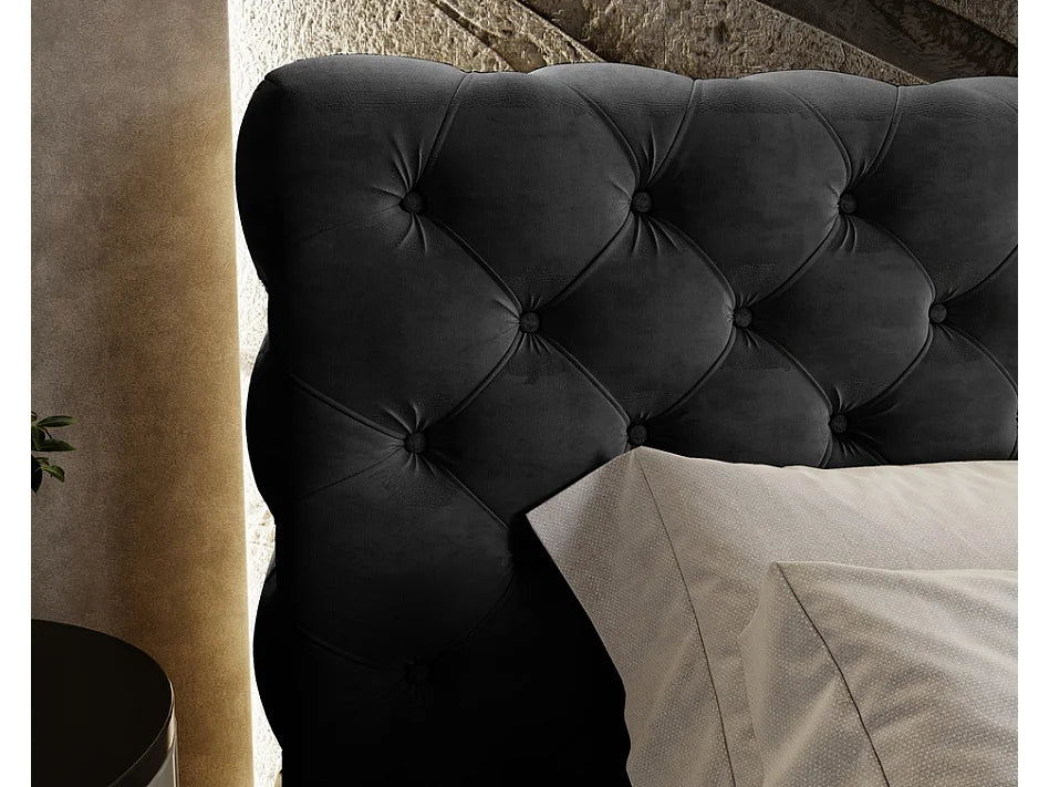 Lit Coffre 200x200 Velours Noir — vue 6