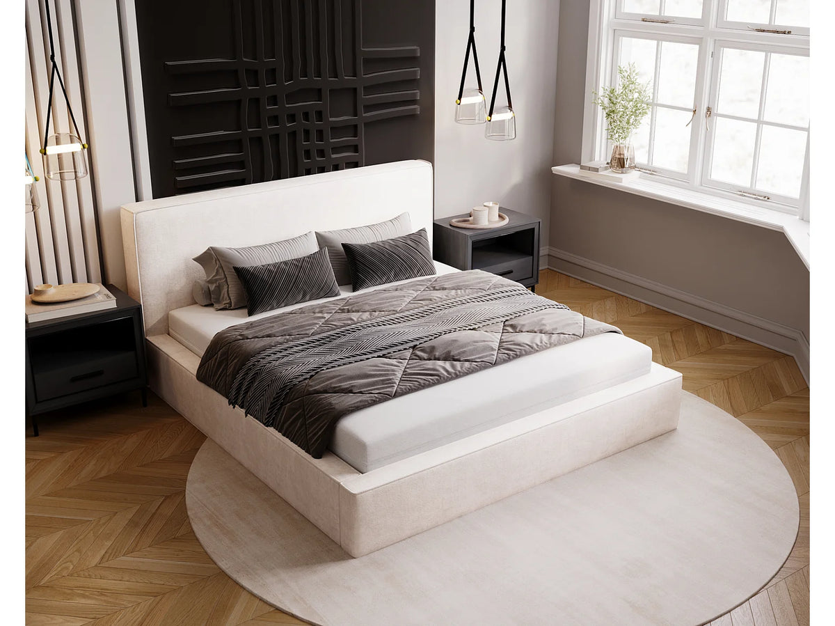 Lit Coffre 140x200 Velours Crème — vue 2