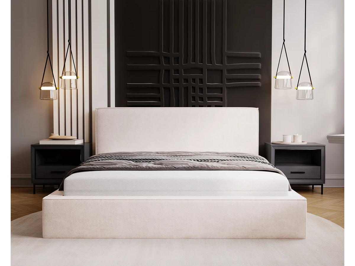 Lit Coffre 140x200 Velours Crème — vue 3