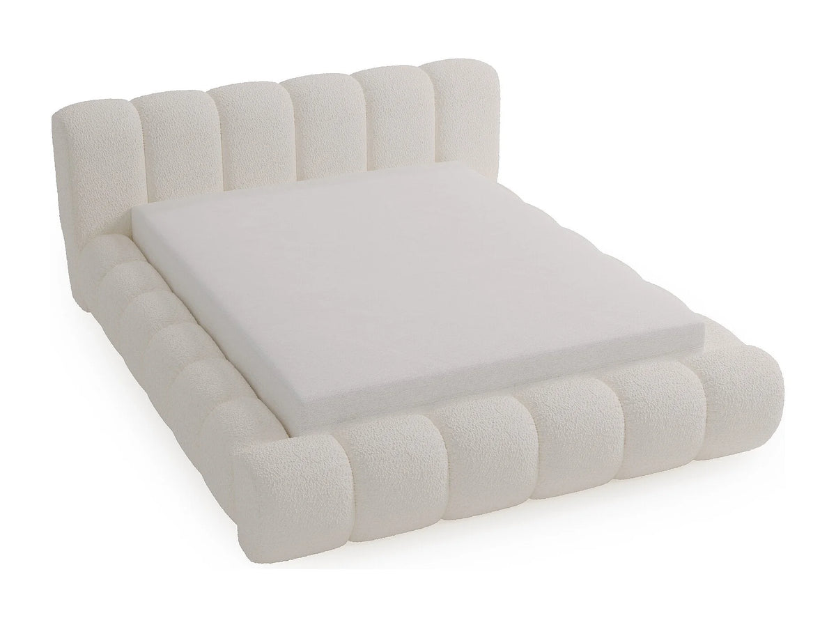 Lit Coffre 160x200 Tissu Bouclette Crème — vue 5