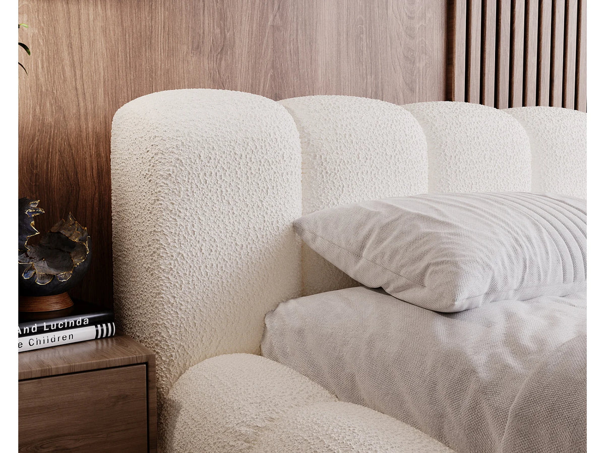 Lit Coffre 160x200 Tissu Bouclette Crème — vue 6