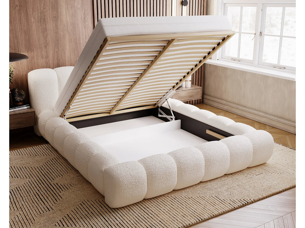 Lit Coffre 160x200 Tissu Bouclette Crème — vue 10