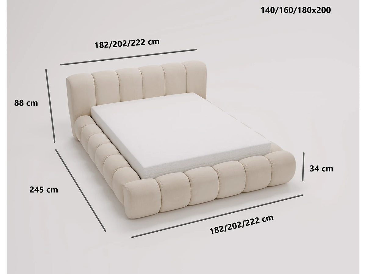 Lit Coffre 160x200 Tissu Bouclette Crème — vue 8