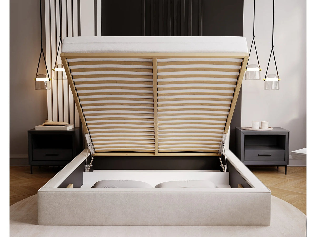 Lit Coffre 140x200 Velours Crème — vue 9