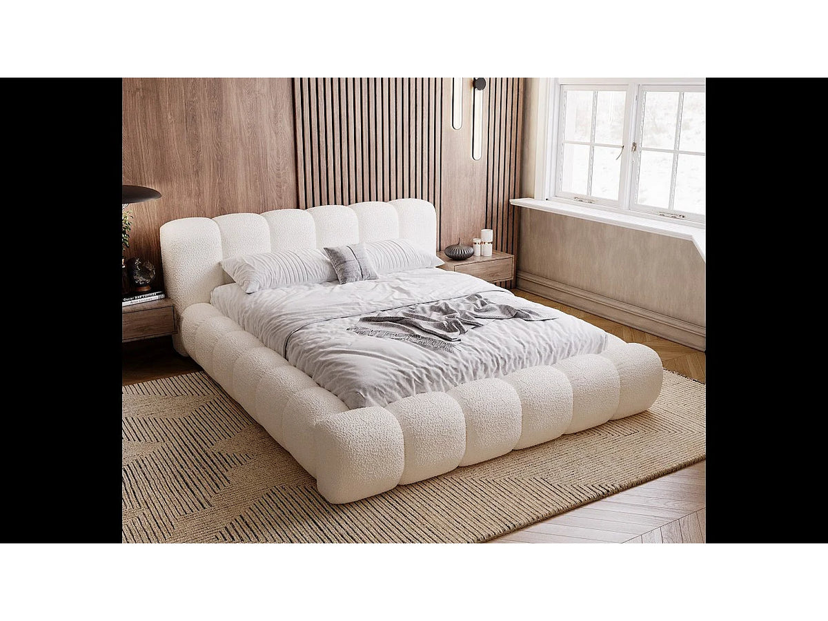 Lit Coffre 160x200 Tissu Bouclette Crème — vue 9