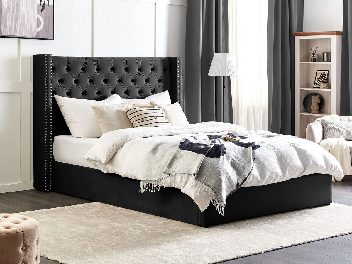 Lit Coffre 180x200 Velours Noir