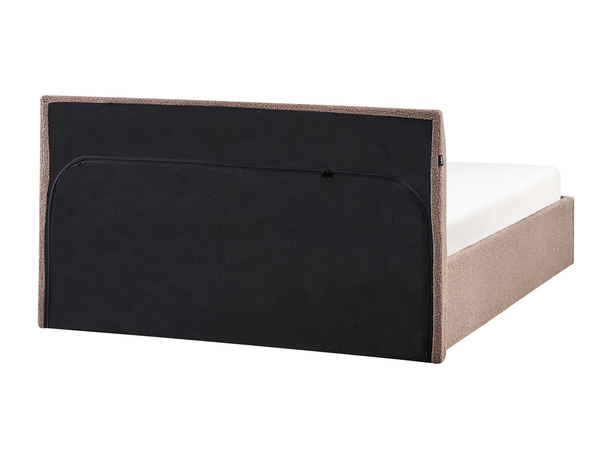 Lit Coffre 140x200 Tissu Bouclette Marron — vue 8