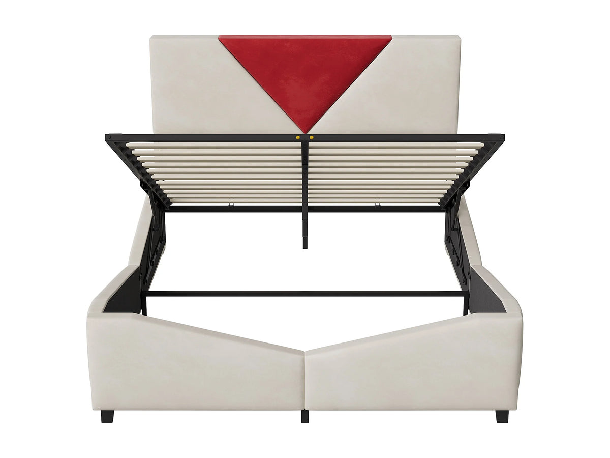 Lit Coffre 140x190 Velours Blanc avec LED — vue 6