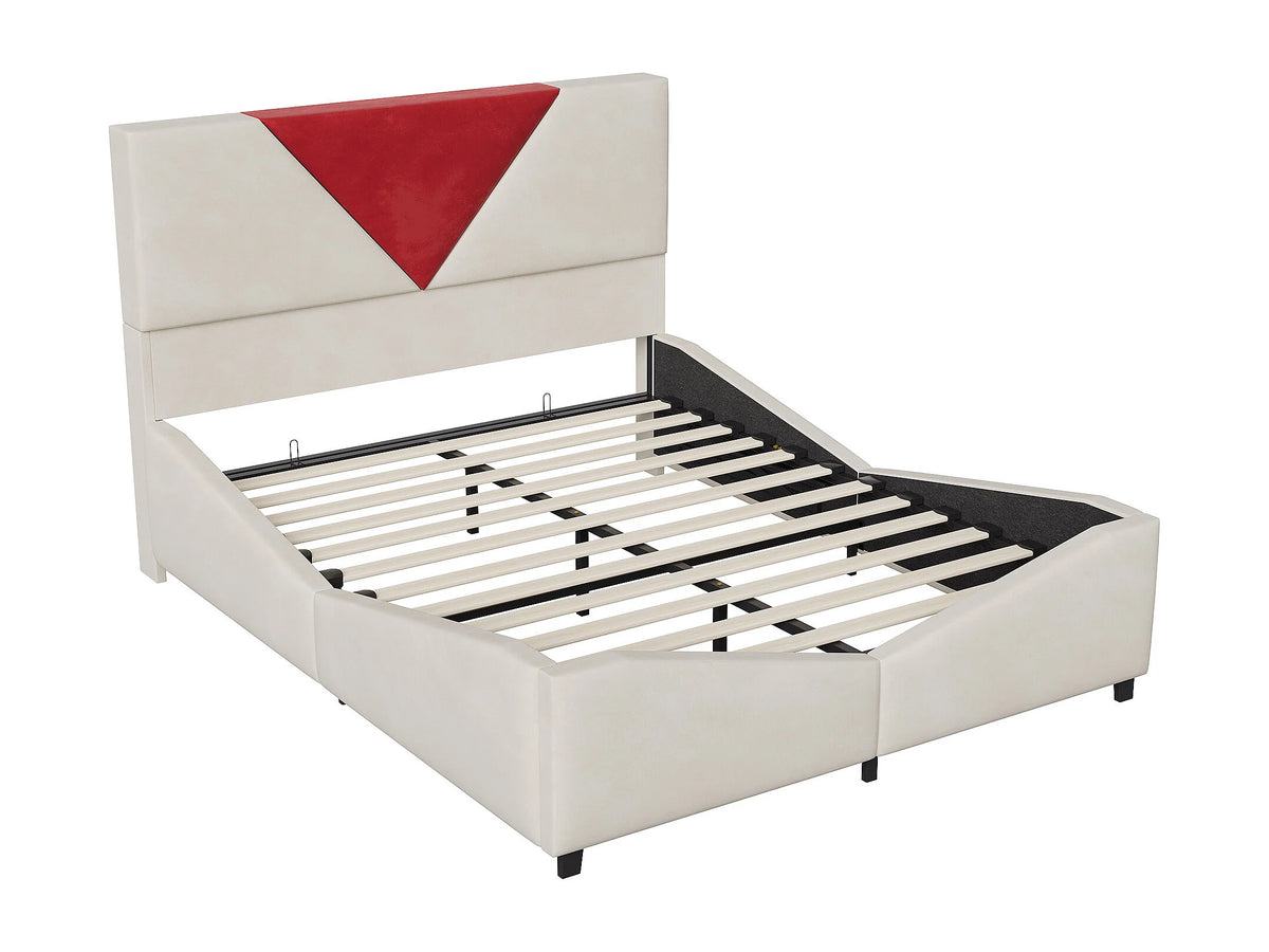 Lit Coffre 140x190 Velours Blanc avec LED — vue 8
