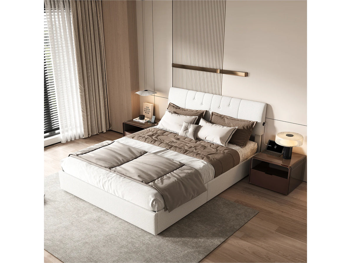 Lit Coffre 140x190 Bois Blanc avec Port USB — vue 3