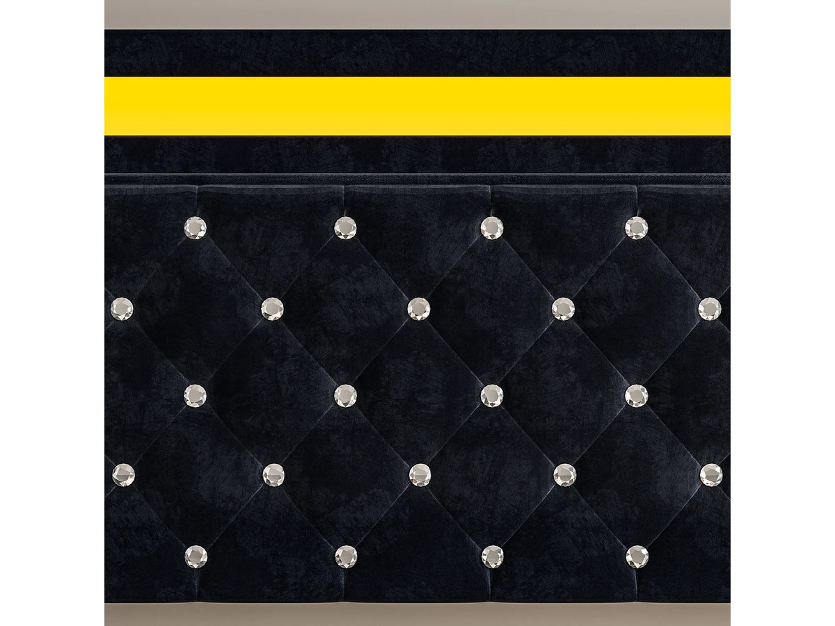 Lit Coffre 160x200 Velours Noir avec LED — vue 5