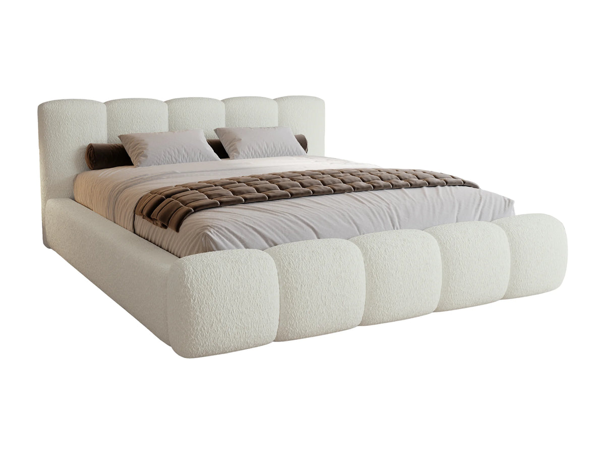Lit Coffre 200x200 Tissu Bouclette Blanc — vue 4