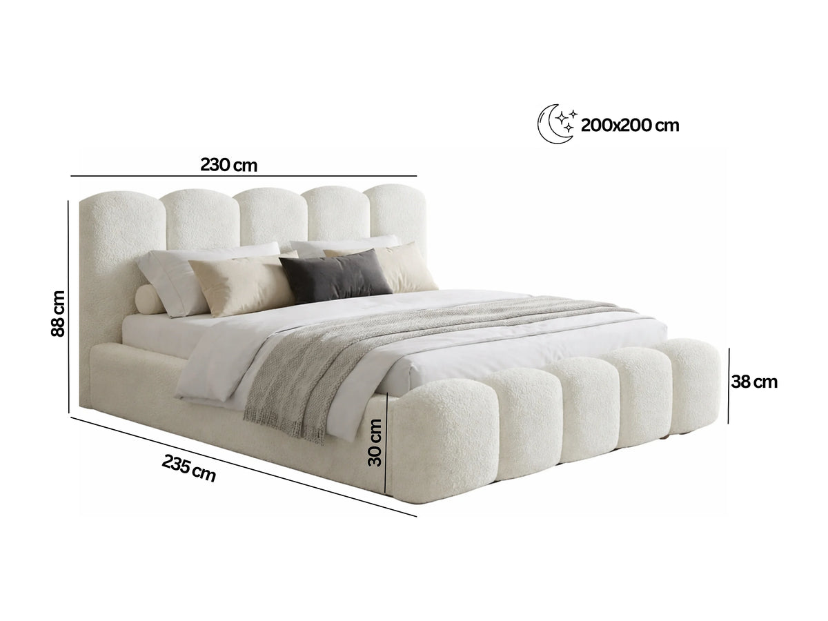 Lit Coffre 200x200 Tissu Bouclette Blanc — vue 5