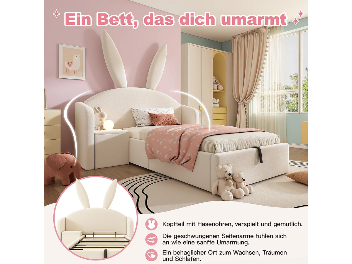 Lit Coffre 90x190 Velours Beige Capitonné avec Chevets — vue 10