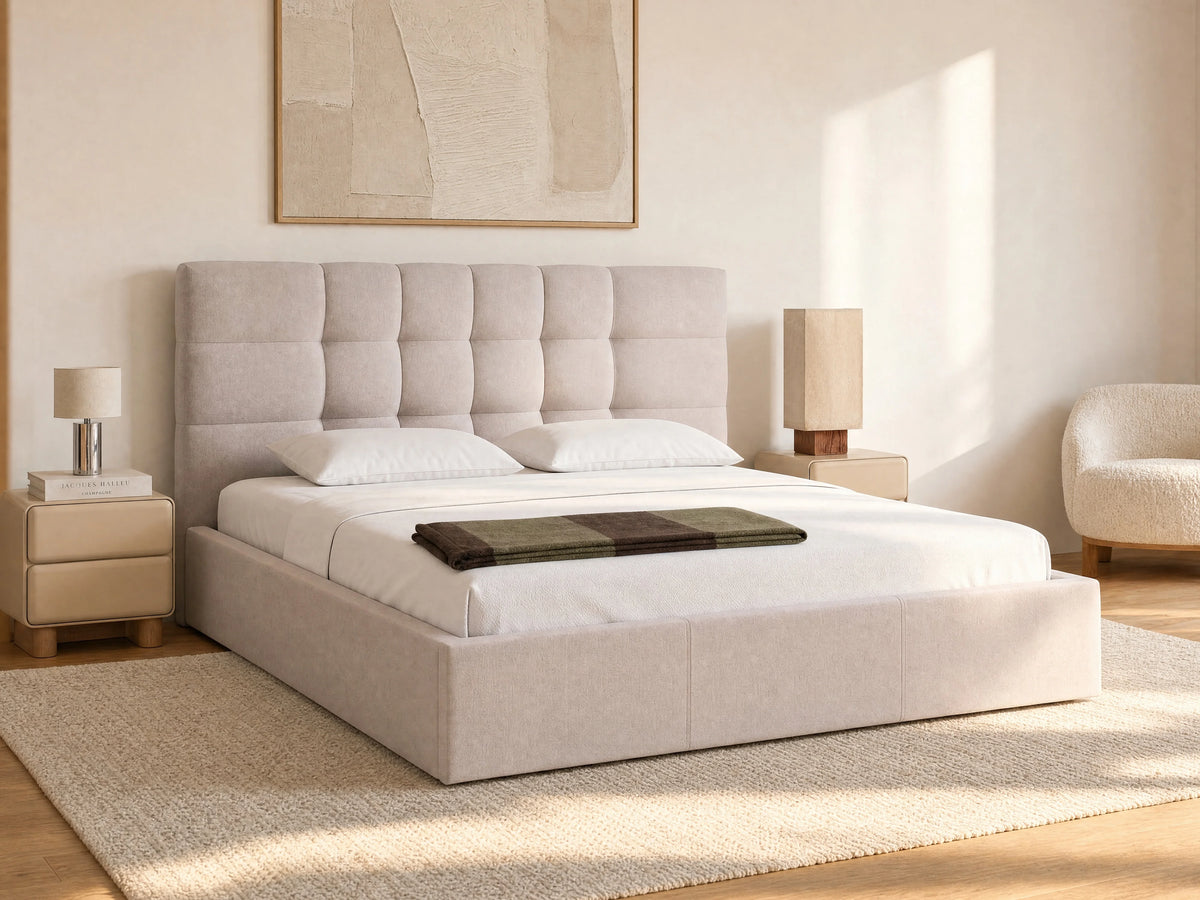 Lit Coffre 200x200 Bois Beige - ELIAVA