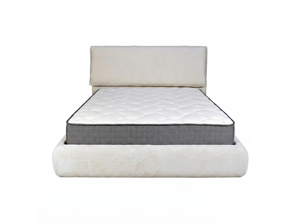 Lit Coffre 160x200 Tissu Beige avec Matelas — vue 4