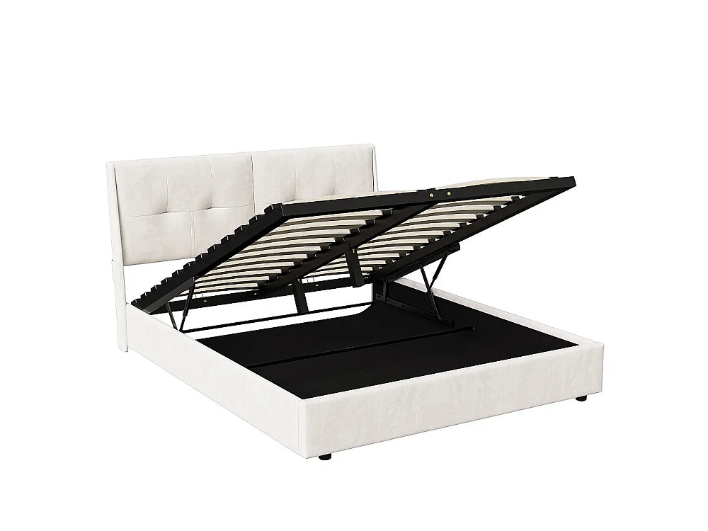 Lit Coffre 140x200 Velours Beige avec LED — vue 7