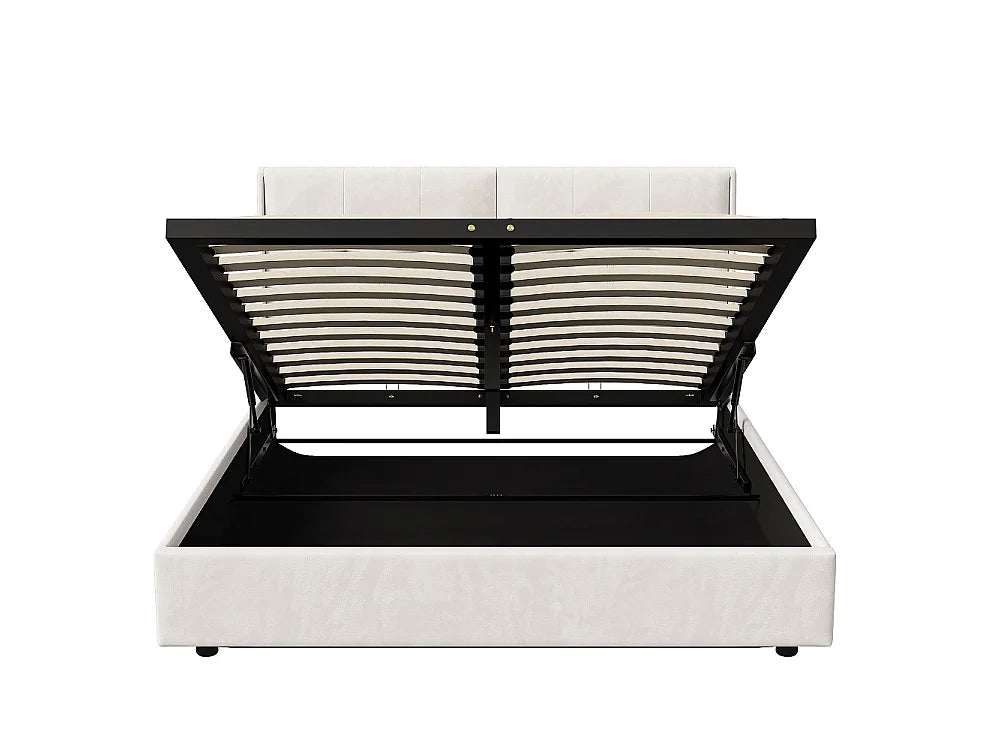 Lit Coffre 140x200 Velours Beige avec LED — vue 8