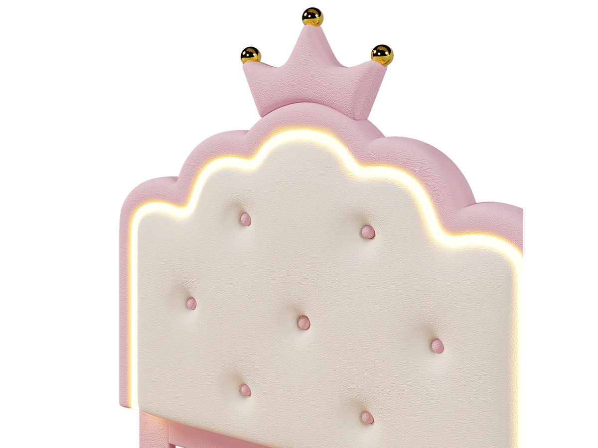 Lit Coffre 90x200 Simili Cuir Rose Capitonné avec LED — vue 10