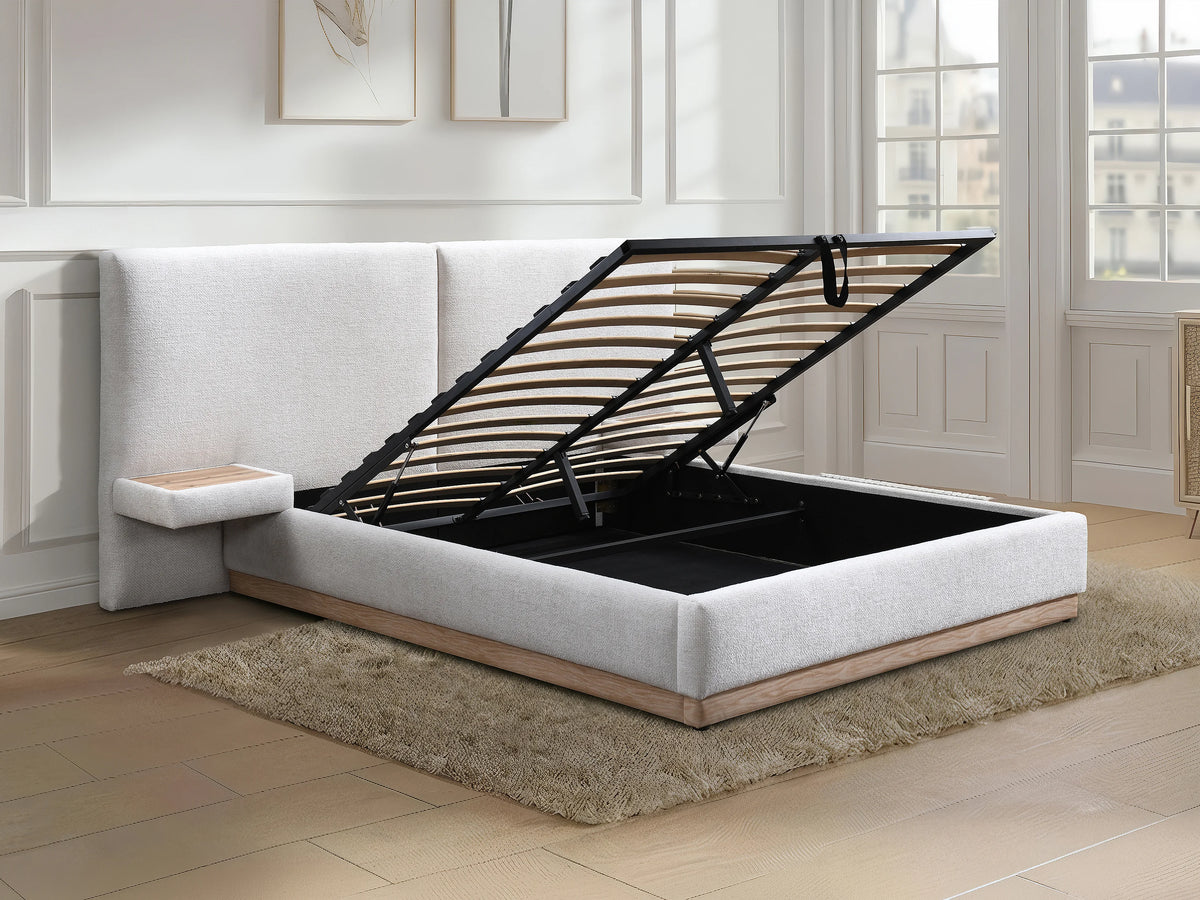 Lit Coffre 160x200 Bois Beige avec Chevets — vue 2