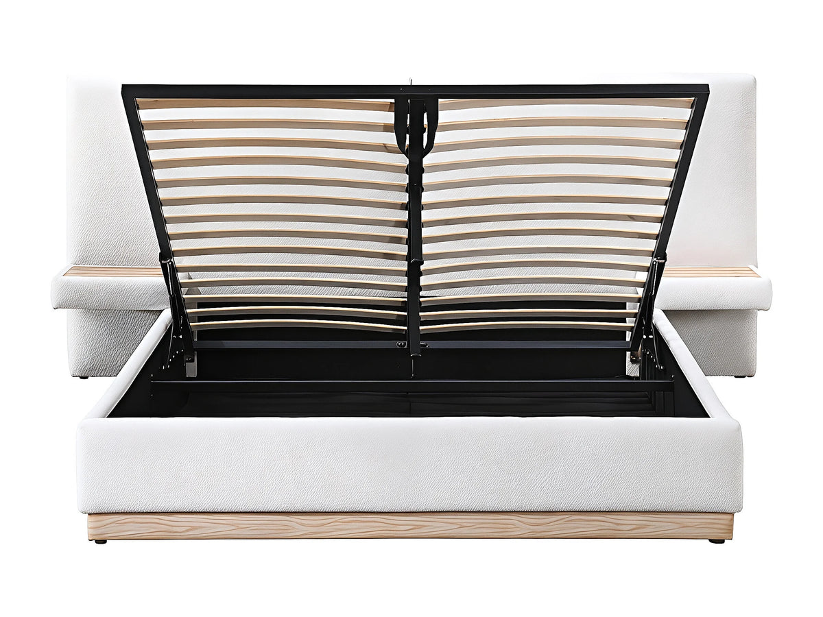 Lit Coffre 160x200 Bois Beige avec Chevets — vue 4
