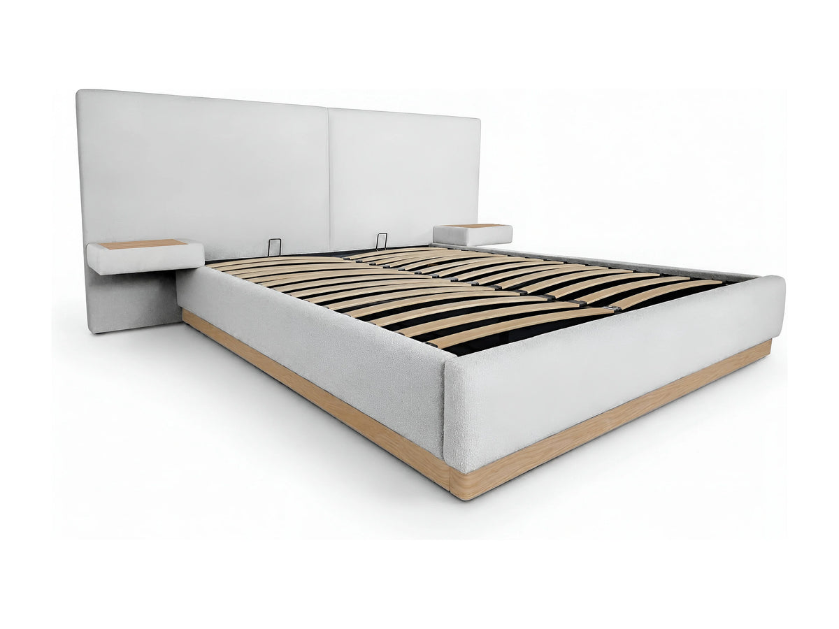 Lit Coffre 160x200 Bois Beige avec Chevets — vue 3