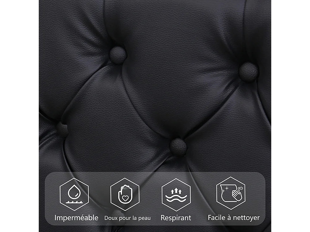 Lit Coffre 140x190 Simili Cuir Noir avec LED — vue 8