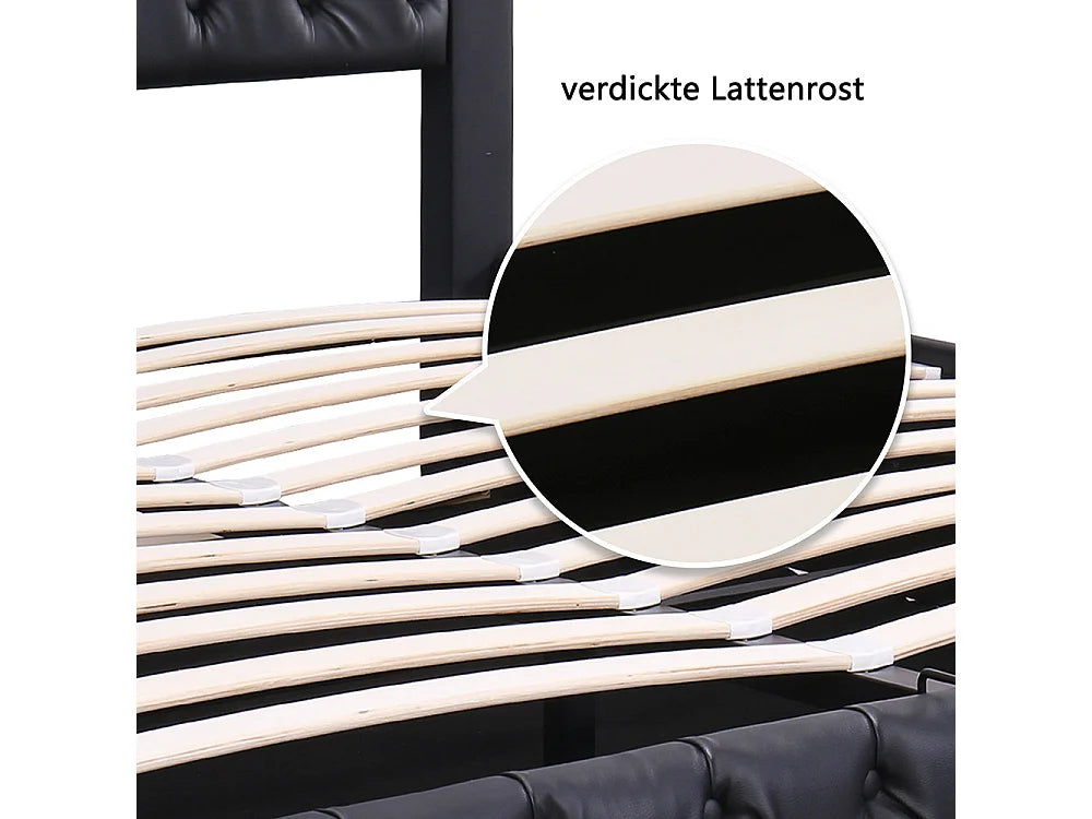 Lit Coffre 140x190 Simili Cuir Noir avec LED — vue 9